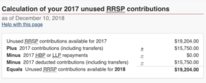 room of contribution RRSP